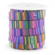 Aztec koord 10mm plat Multicolor geel roze paars